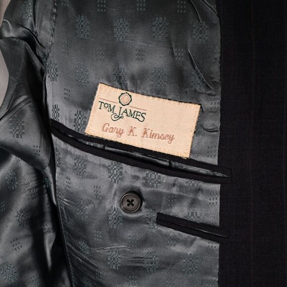 Tom James Mens 42R Gray Pinstripe Single Vent 3-Button Wool Sports Coat Blazer - Picture 4 of 10